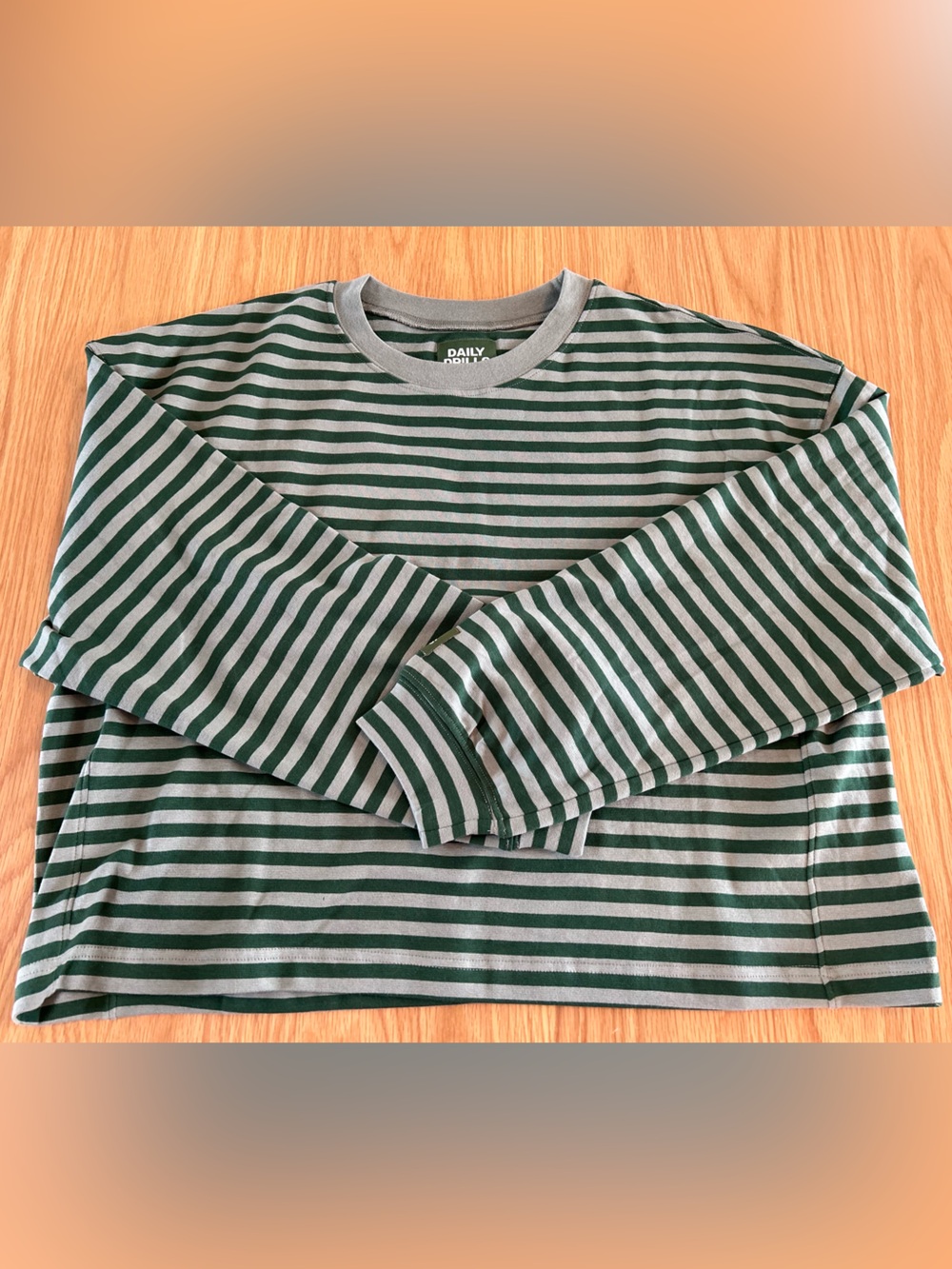 Daily Drills Striped Cotton Long Sleeve - Forest + DD Green Stripe Size M/L NWOT